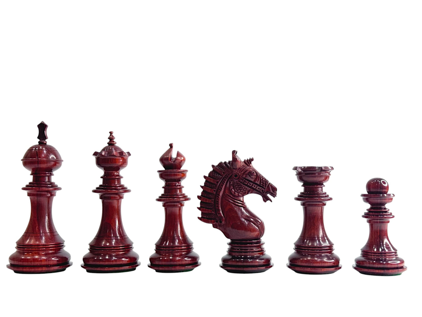 The Sikh Empire Series Handmade Luxury Chess Pieces Only Set - Triple Weighted Lacquered Distress Antiqued Boxwood & Bud Rosewood - 4.5" King