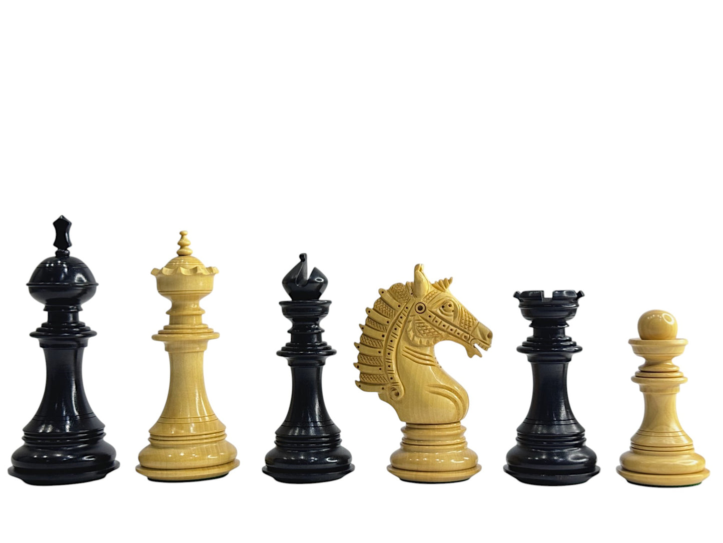 The Sikh Empire Series Handmade Luxury Chess Pieces Only Set - Triple Weighted Ebony Wood - 4.5" King