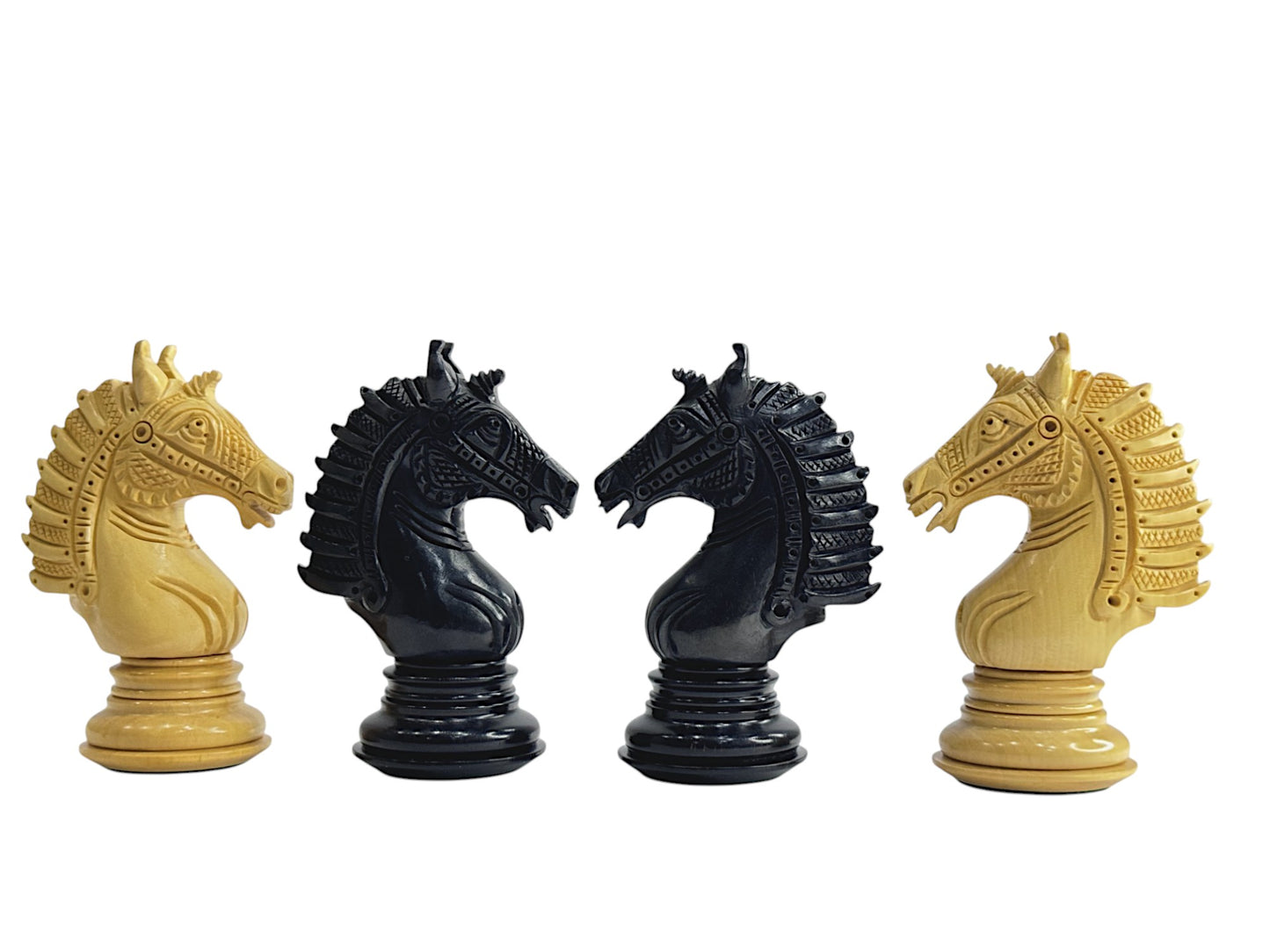 The Sikh Empire Series Handmade Luxury Chess Pieces Only Set - Triple Weighted Ebony Wood - 4.5" King