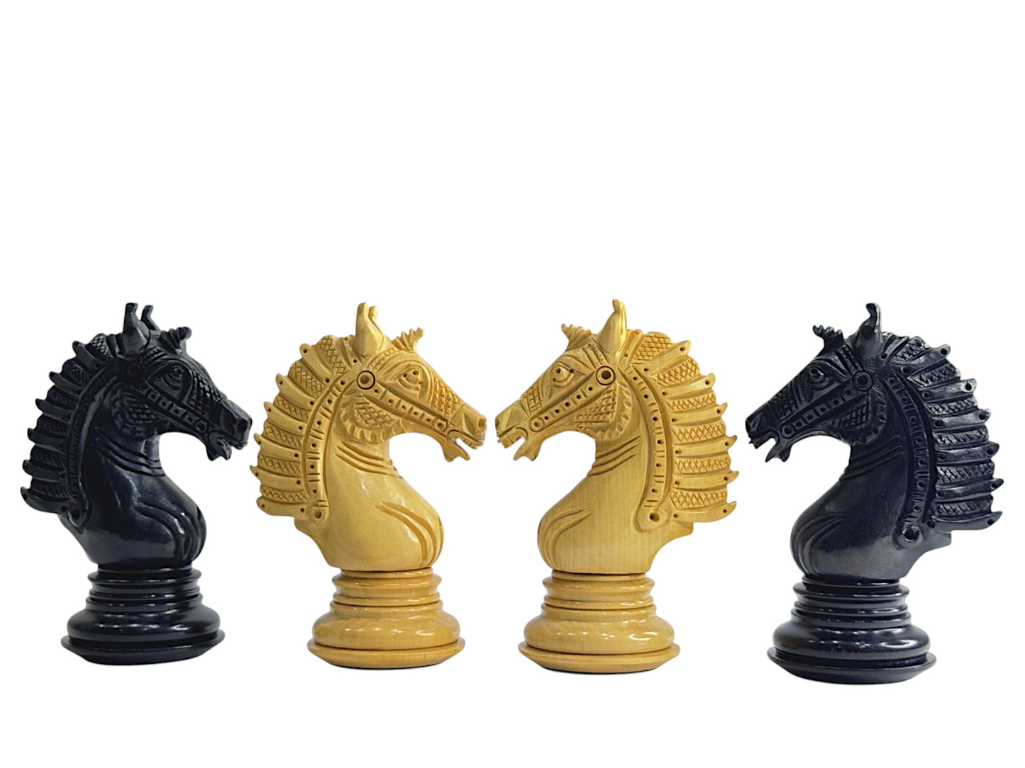 The Sikh Empire Series Handmade Luxury Chess Pieces Only Set - Triple Weighted Ebony Wood - 4.5" King