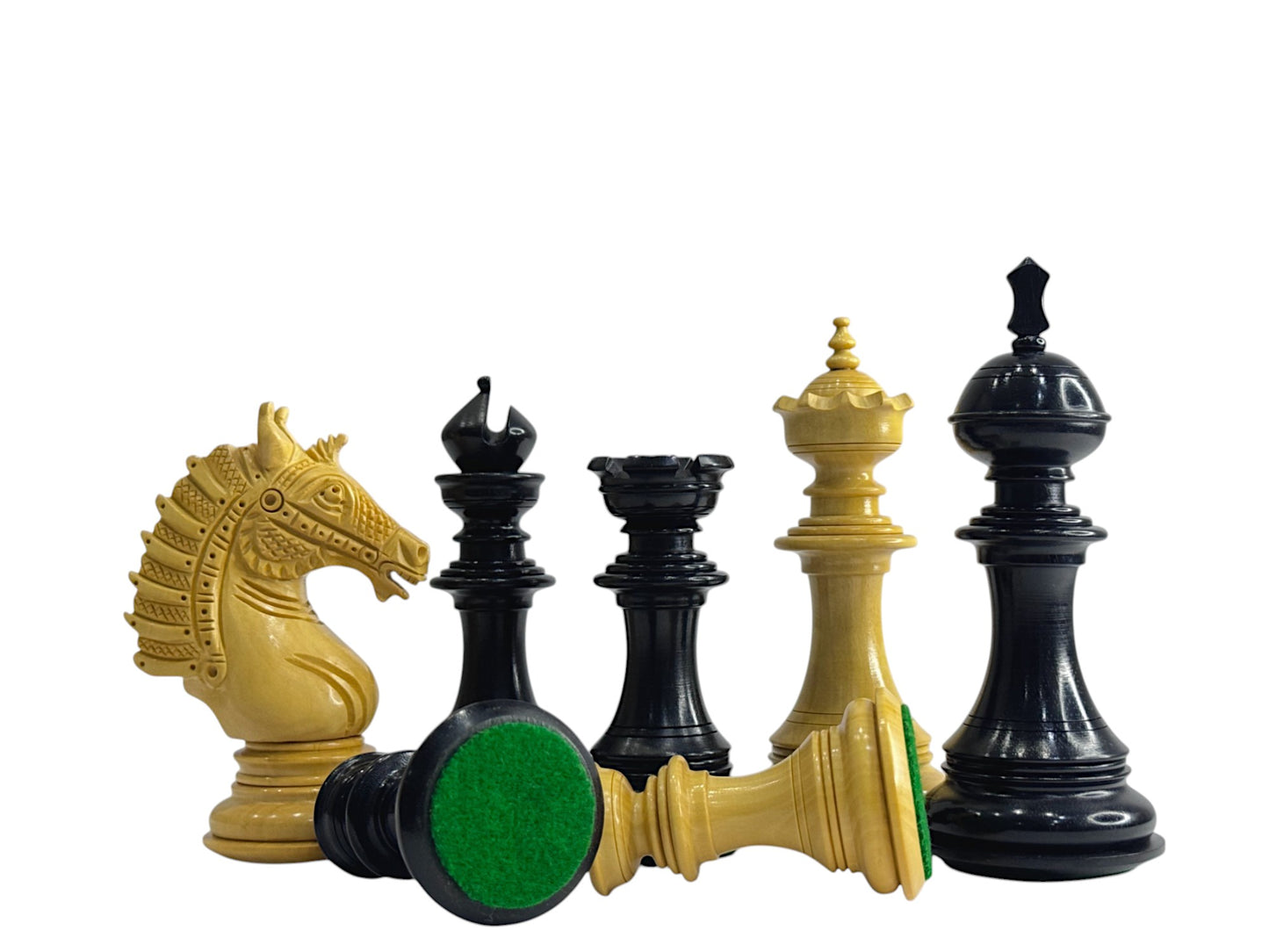 The Sikh Empire Series Handmade Luxury Chess Pieces Only Set - Triple Weighted Ebony Wood - 4.5" King