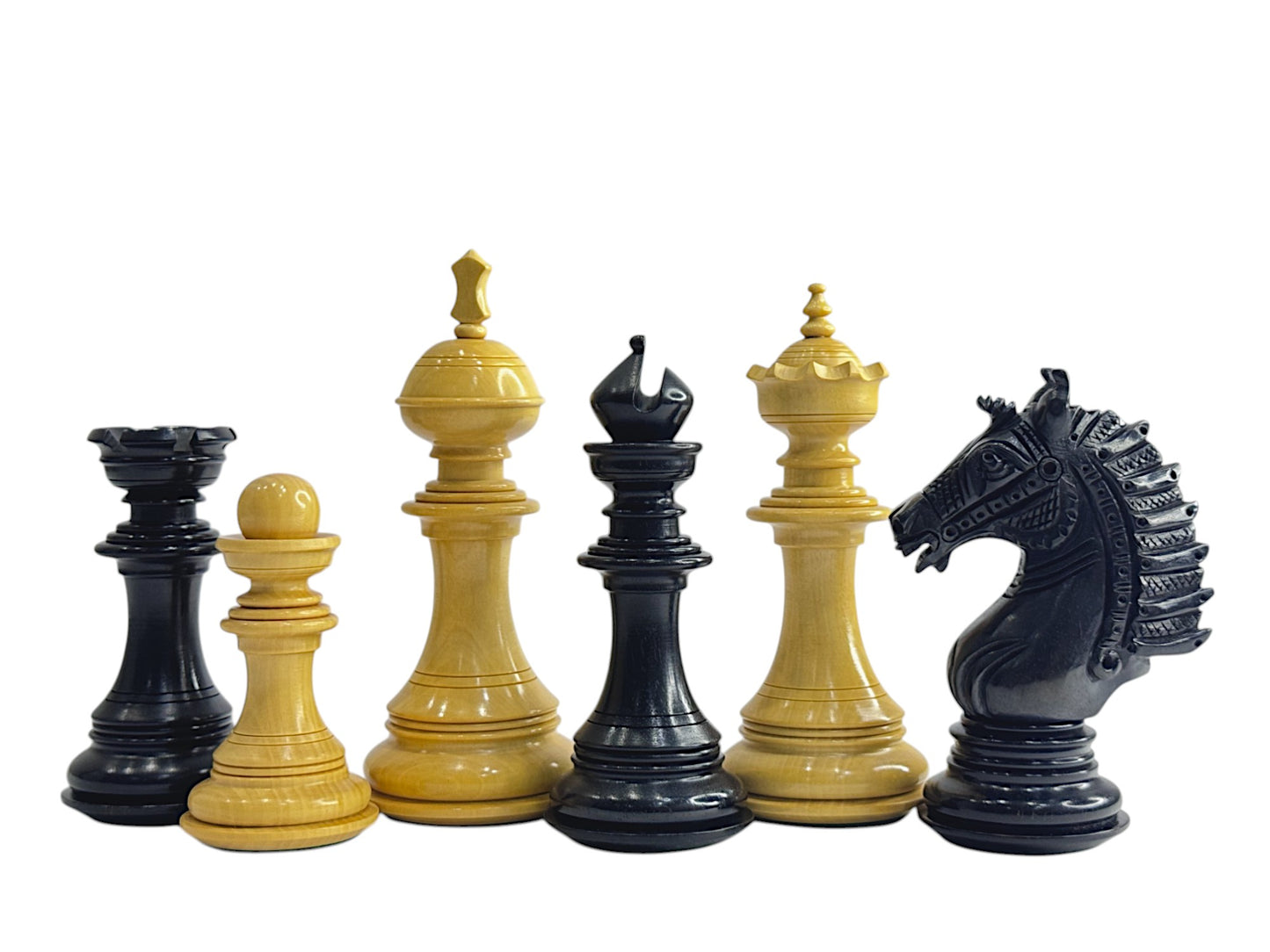 The Sikh Empire Series Handmade Luxury Chess Pieces Only Set - Triple Weighted Ebony Wood - 4.5" King