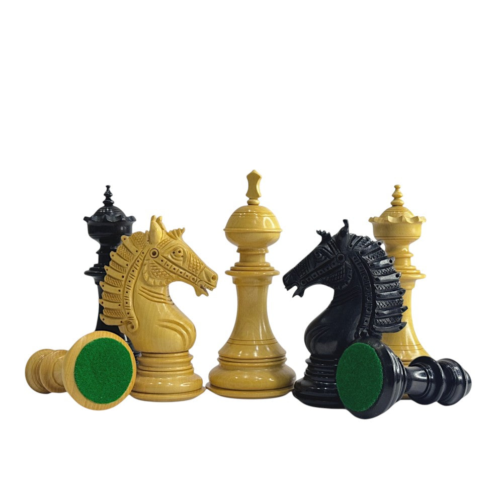 The Sikh Empire Series Handmade Luxury Chess Pieces Only Set - Triple Weighted Ebony Wood - 4.5" King