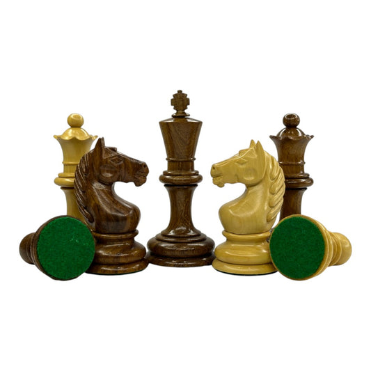 1933 Botvinnik Flohr-I Soviet Chess Pieces Only Set -Golden Rosewood- 3.6" King