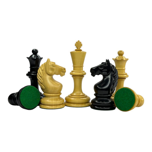 1933 Botvinnik Flohr-I Soviet Chess Pieces Only Set -Ebonised Boxwood- 3.6" King