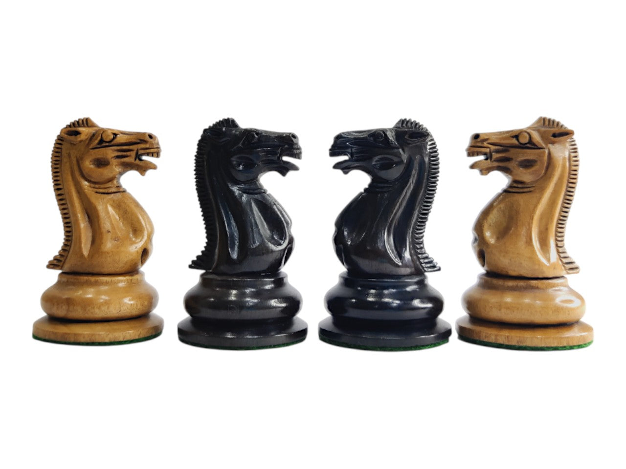 1849 Jaques Reproduction Staunton Chess Pieces Only set - Weighted Ebony & Distressed Boxwood- 3.75" King