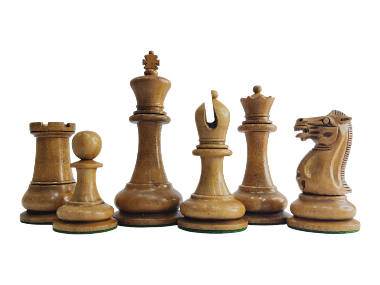 1849 Jaques Reproduction Staunton Chess Pieces Only set - Weighted Ebony & Distressed Boxwood- 3.75" King
