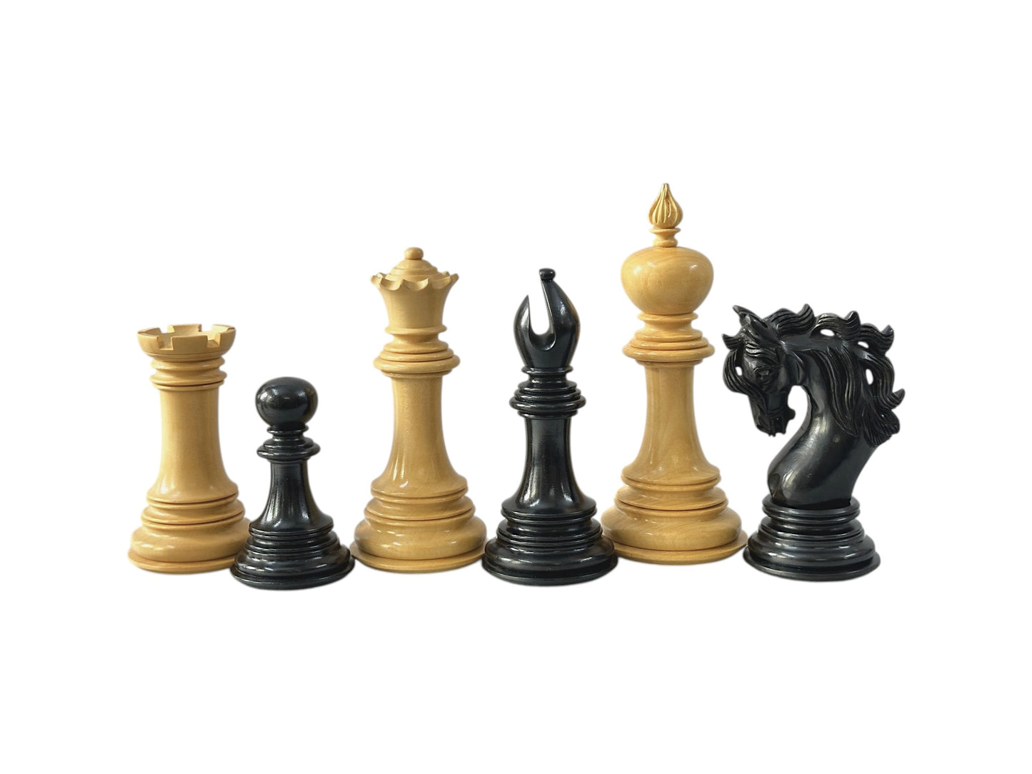 The Benevento Series Luxury Chess Pieces Only Set- 4.4" King- Triple Weighted Ebony Wood