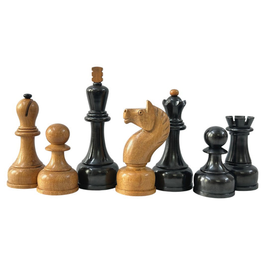 4" Soviet Tal Chess Pieces Only Set - 1960's Soviet Championship Reproduced Chessmen- Double Weighted Distressed Boxwood - Chess Villa