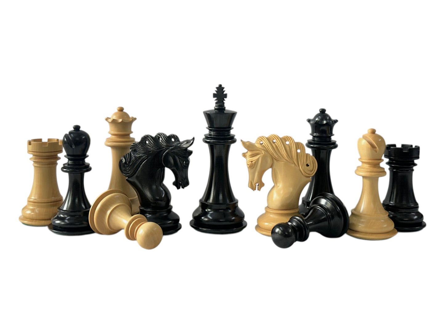 The Pegasus Series Artisan Luxury Staunton Chess Pieces- 4.6" King- Triple Weighted Ebony