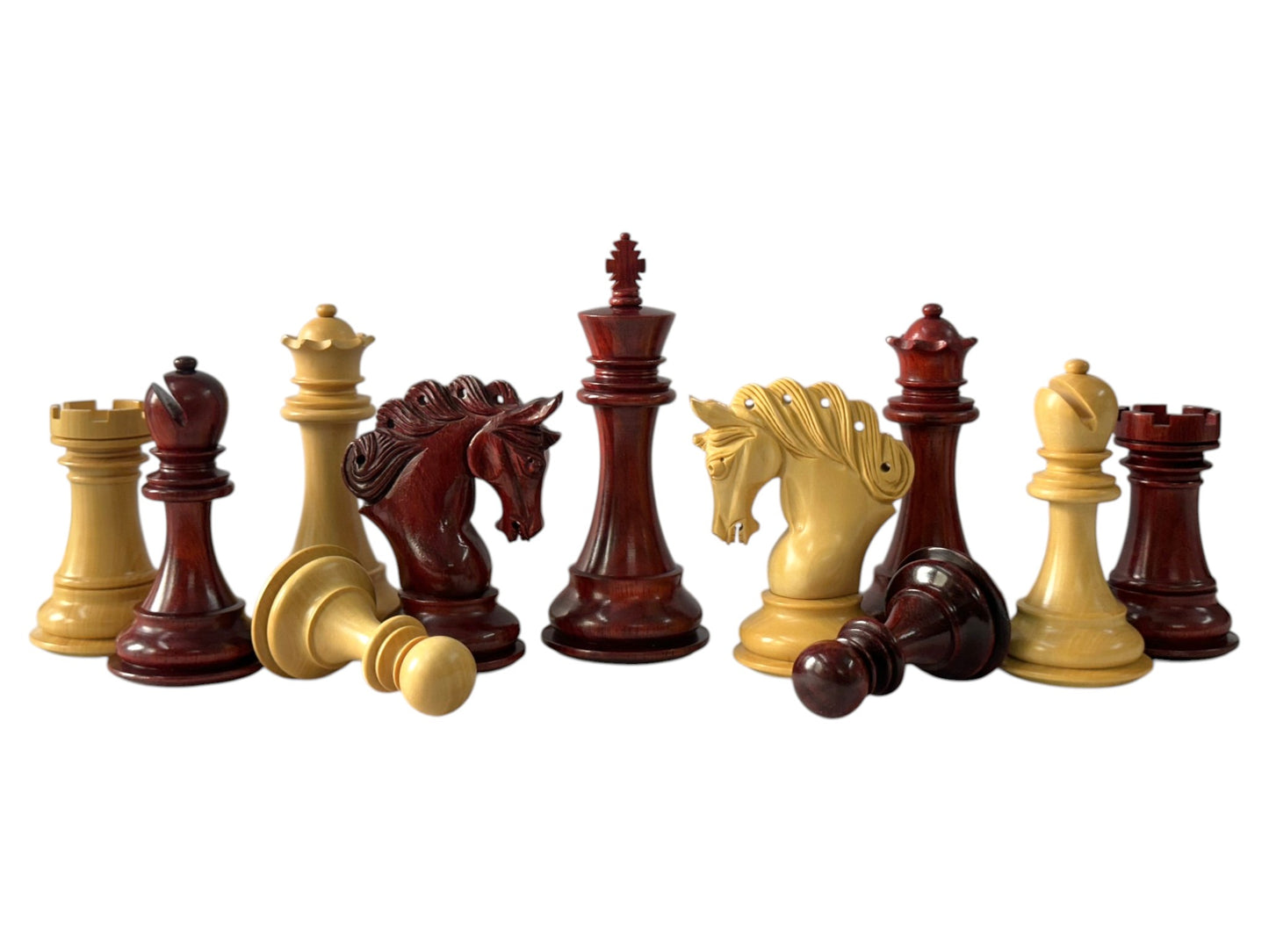 The Pegasus Series Artisan Luxury Staunton Chess Pieces- 4.6" King- Triple Weighted Bud Rosewood