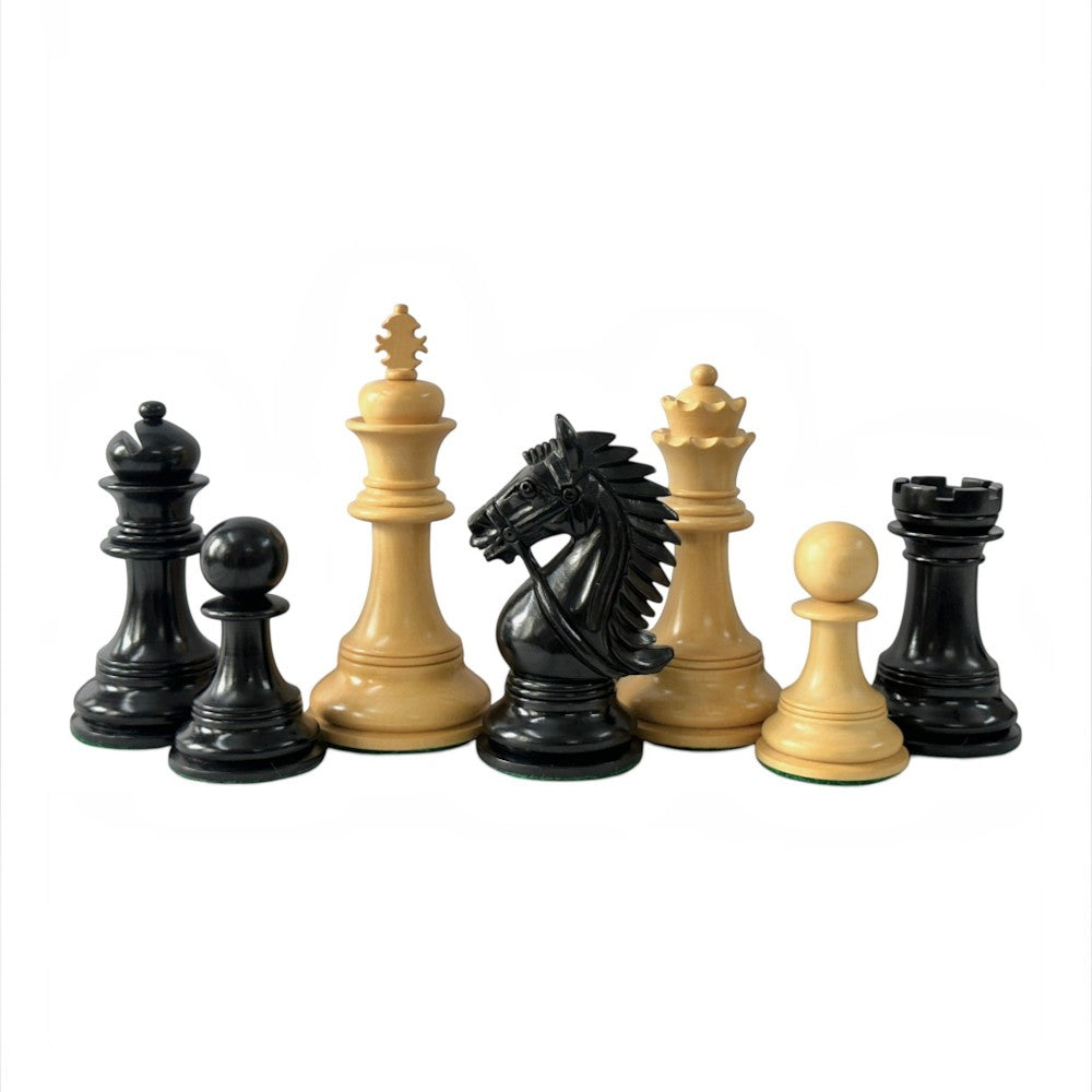 The Chesterfield Series Luxury Chess Pieces - 4.2" King- Triple Weighted Ebony Wood