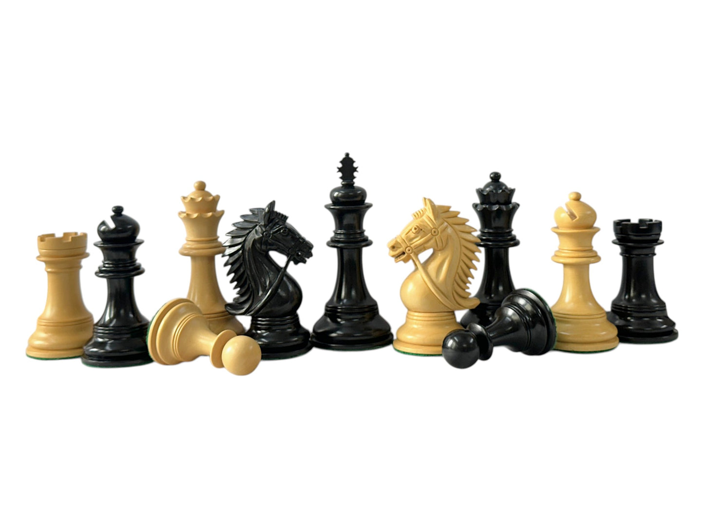 The Chesterfield Series Luxury Chess Pieces - 4.2" King- Triple Weighted Ebony Wood