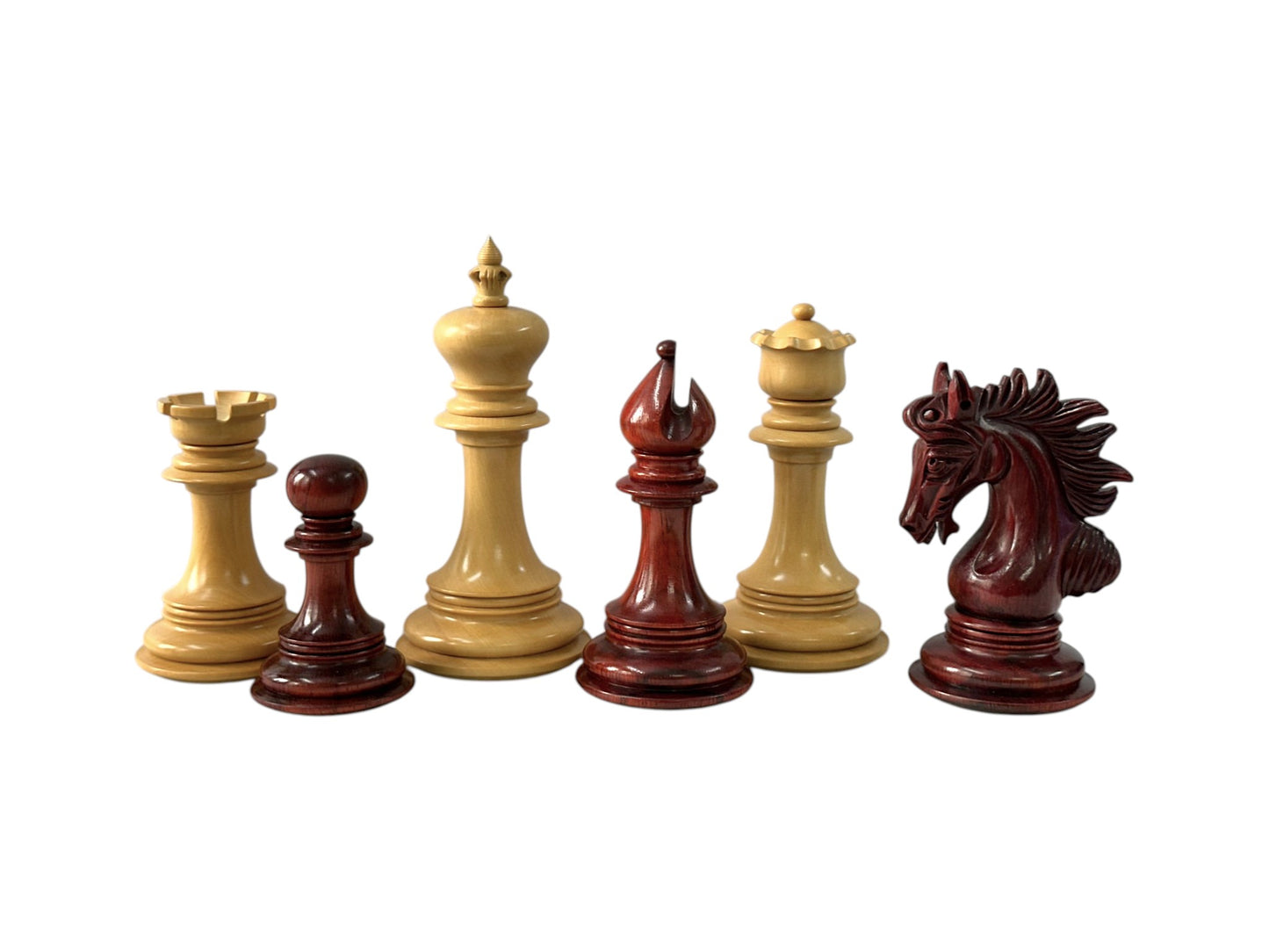 The Arabian Knight Series Artisan Luxury Staunton Chess Pieces- 4.2" King- Triple Weighted Bud Rosewood