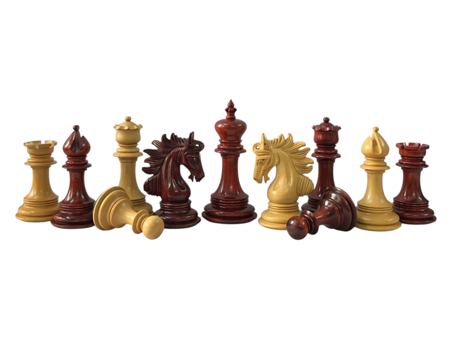 The Arabian Knight Series Artisan Luxury Staunton Chess Pieces- 4.2" King- Triple Weighted Bud Rosewood