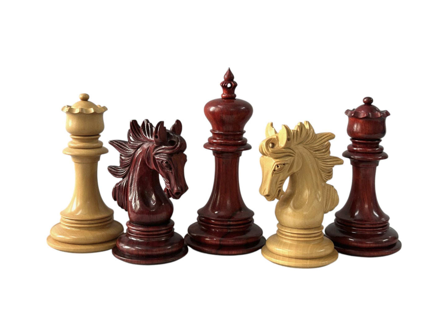 The Arabian Knight Series Artisan Luxury Staunton Chess Pieces- 4.2" King- Triple Weighted Bud Rosewood