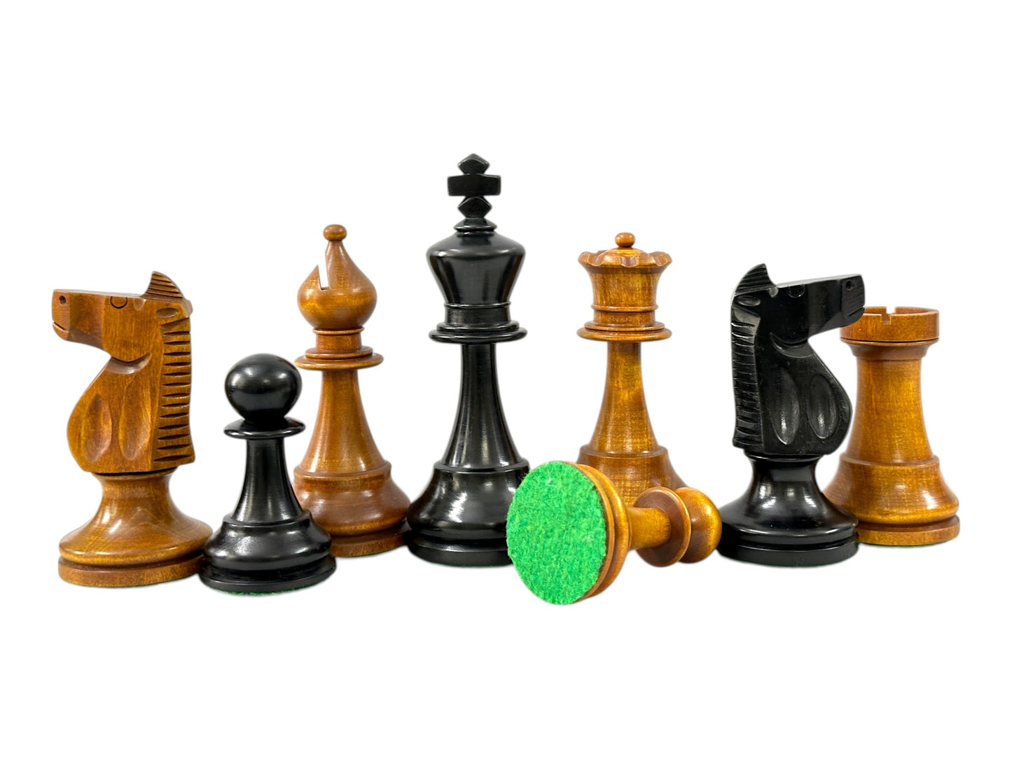 The 1973 Philippines Repro International Tournament Chess Pieces- 4.2" King- Weighted Ebonised & Distressed Antique