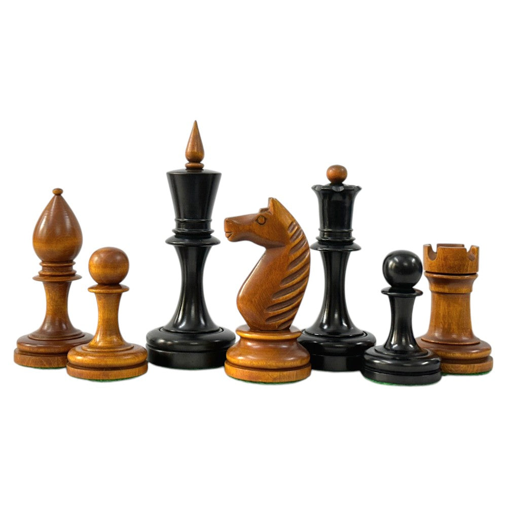 The Averbakh 1949 Moscow Chess Championship Repro Chess Pieces- Weighted Ebonized & Antiqued Boxwood- 4.2" King