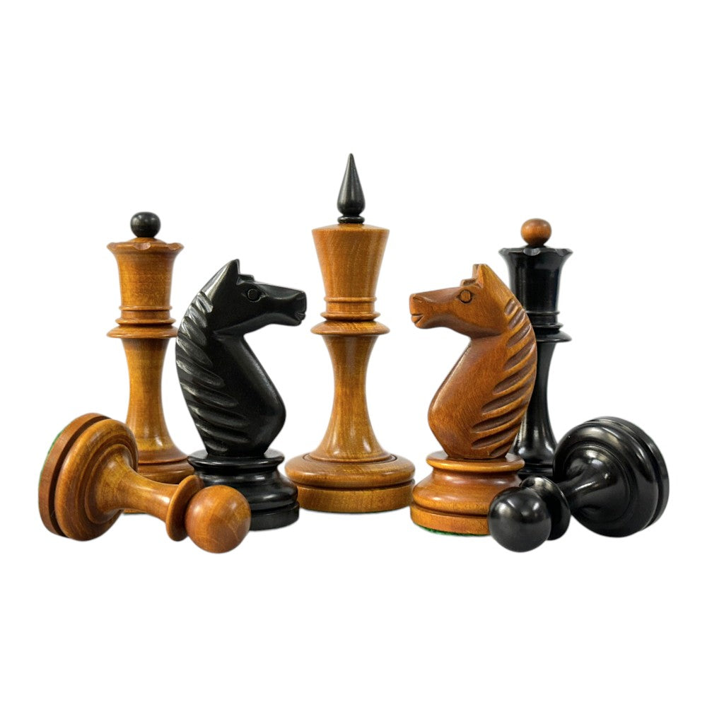 The Averbakh 1949 Moscow Chess Championship Repro Chess Pieces- Weighted Ebonized & Antiqued Boxwood- 4.2" King