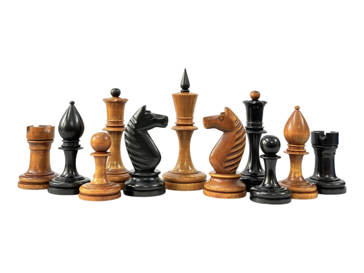 The Averbakh 1949 Moscow Chess Championship Repro Chess Pieces- Weighted Ebonized & Antiqued Boxwood- 4.2" King