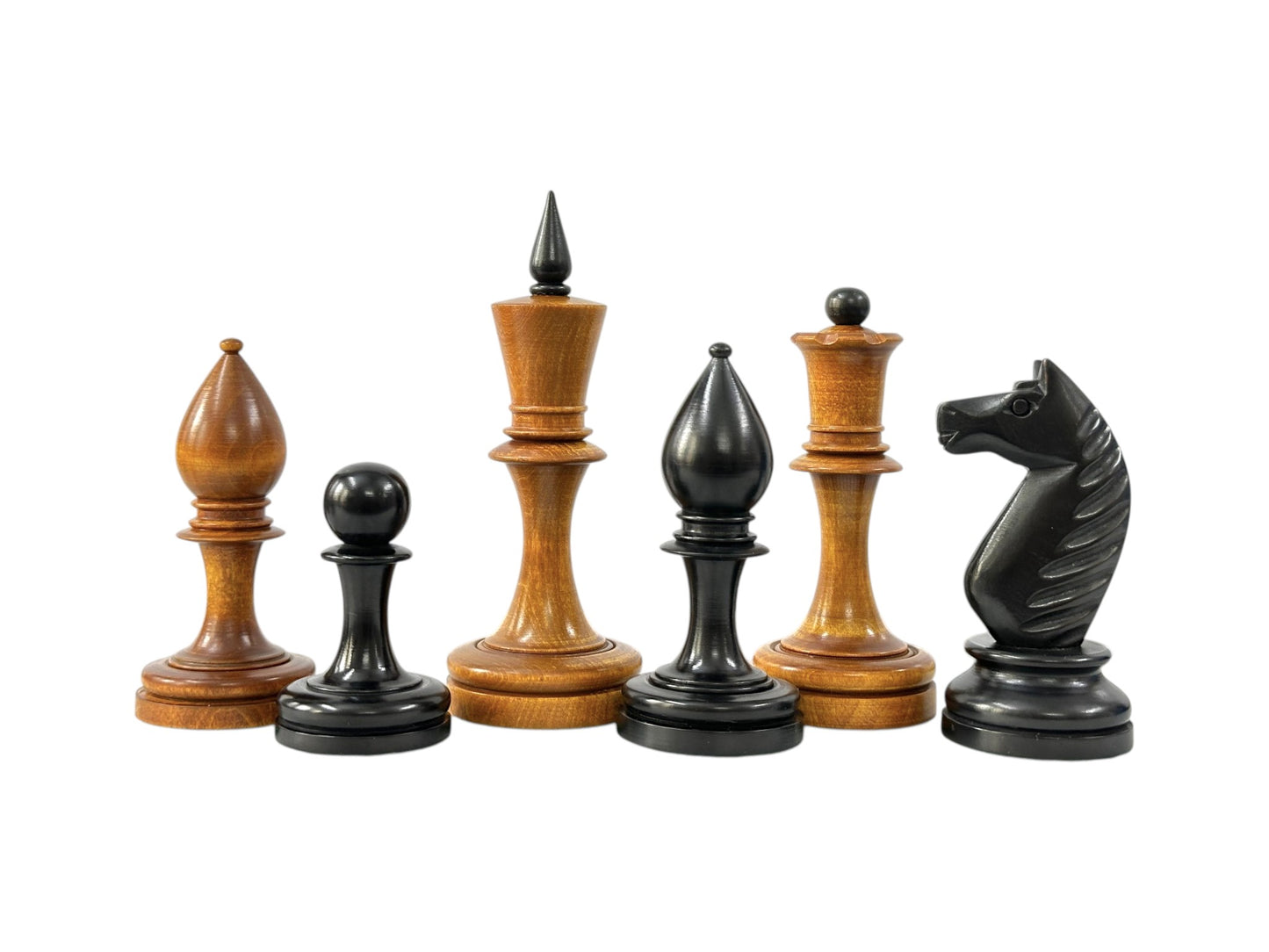 The Averbakh 1949 Moscow Chess Championship Repro Chess Pieces- Weighted Ebonized & Antiqued Boxwood- 4.2" King