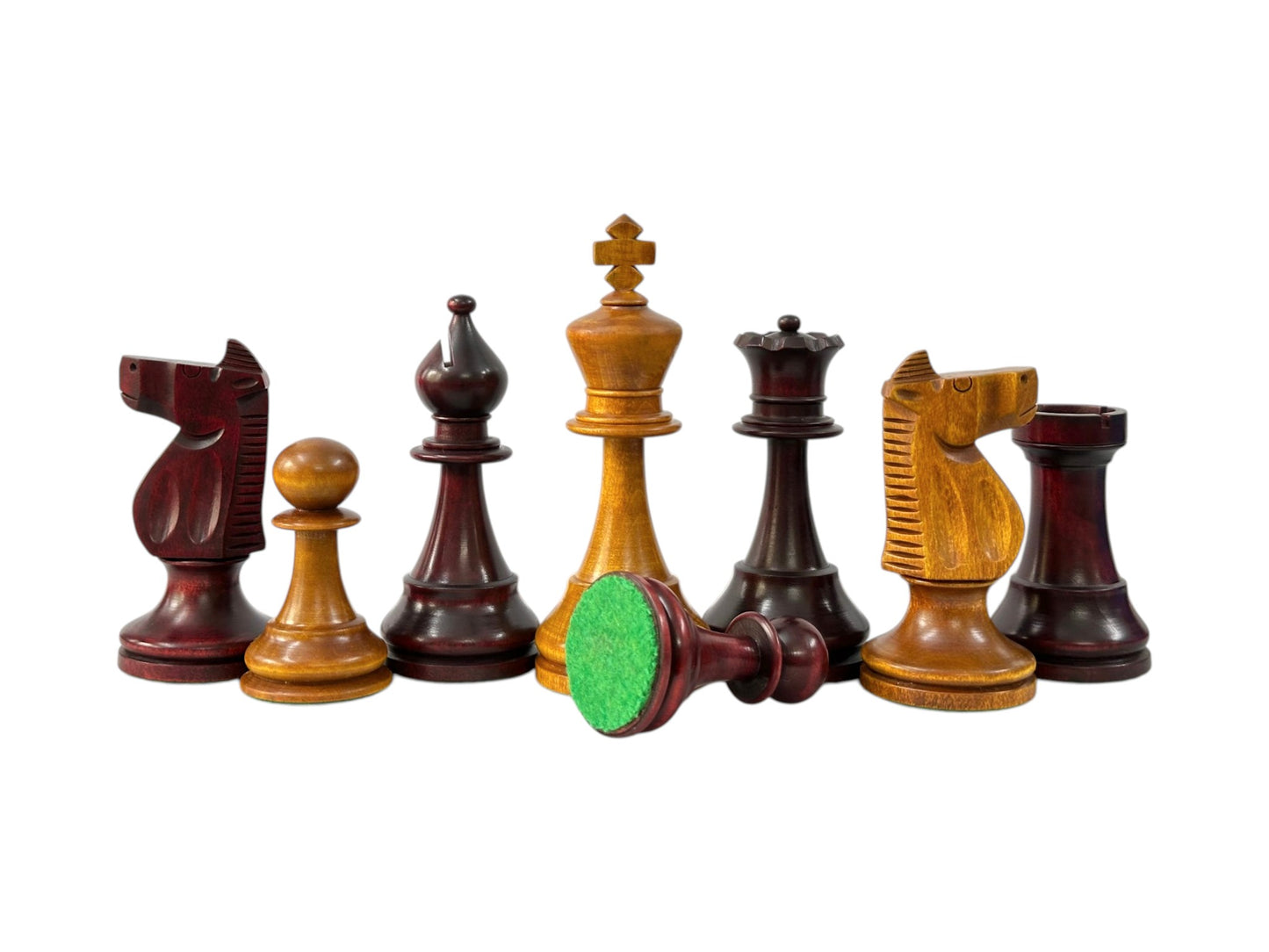 The 1973 Philippines Repro International Tournament Chess Pieces- 4.2" King- Weighted Mahogany & Distressed Antique
