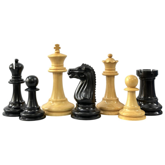 Circa 1887 Turner Teich Soviet-Staunton Style Chess Pieces- Triple Weighted Ebony & Boxwood- 4" King
