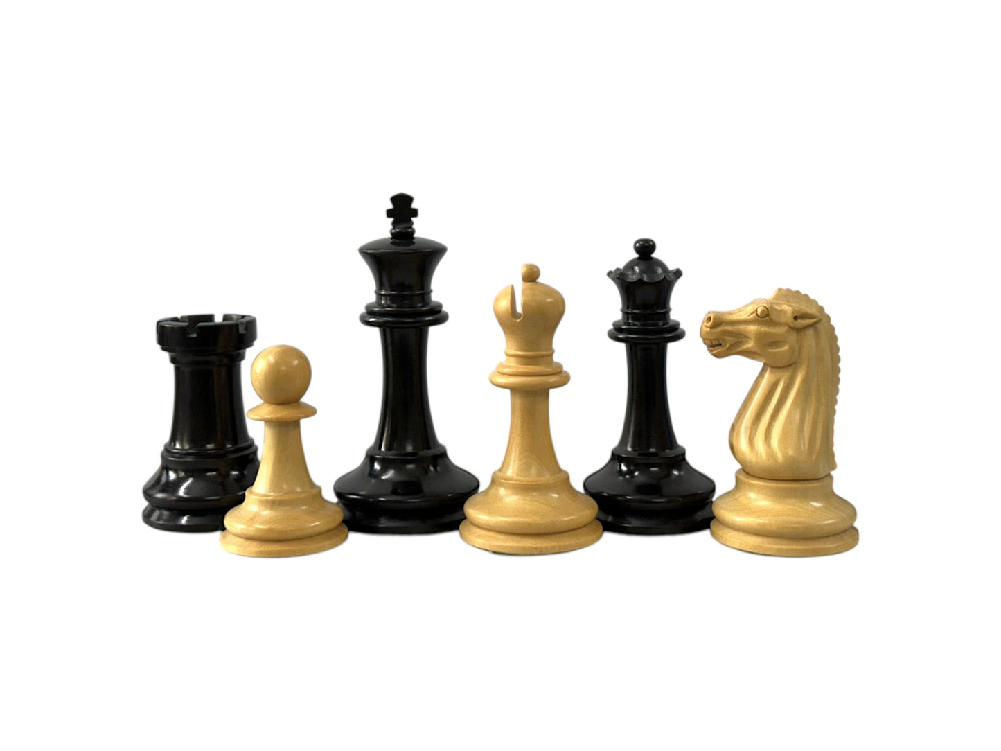Circa 1887 Turner Teich Soviet-Staunton Style Chess Pieces- Triple Weighted Ebony & Boxwood- 4" King