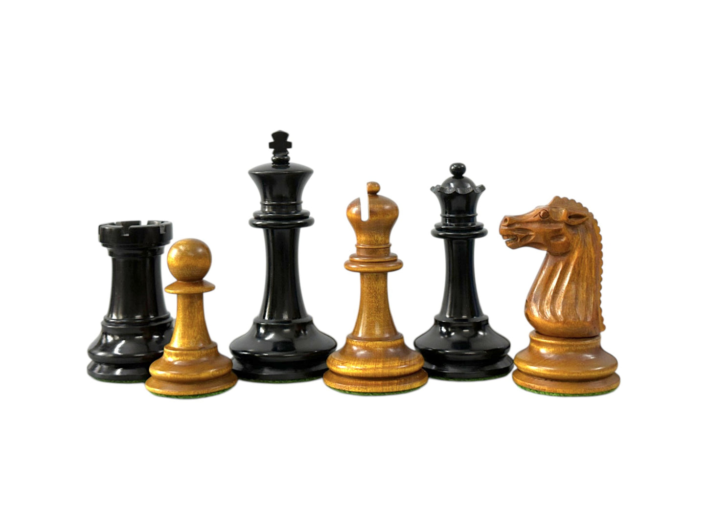 Circa 1887 Turner Teich Soviet-Staunton Style Chess Pieces- Triple Weighted Ebony & Antiqued Boxwood- 4" King