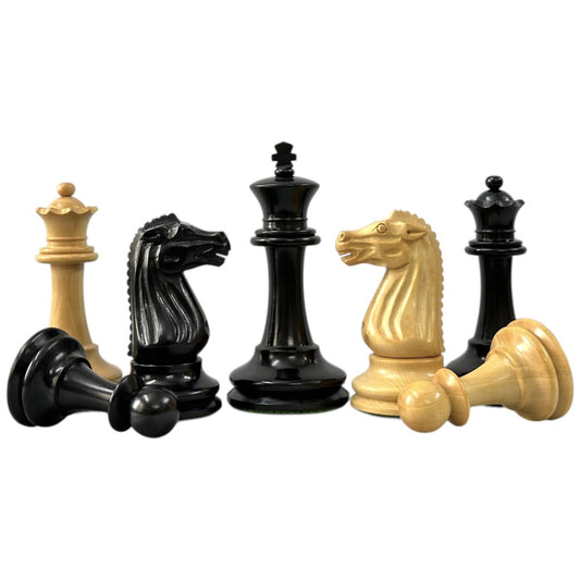 Circa 1887 Turner Teich Soviet-Staunton Style Chess Pieces- Triple Weighted Ebony & Boxwood- 4" King