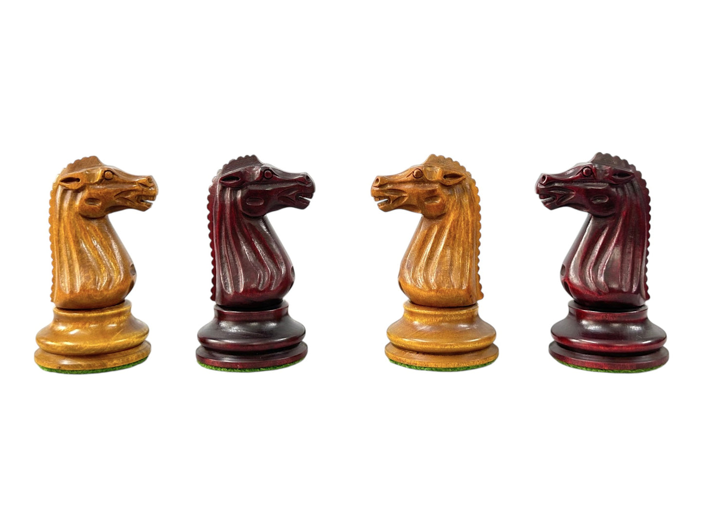 Circa 1887 Turner Teich Soviet-Staunton Style Chess Pieces- Triple Weighted Mahogany & Antiqued Boxwood- 4" King