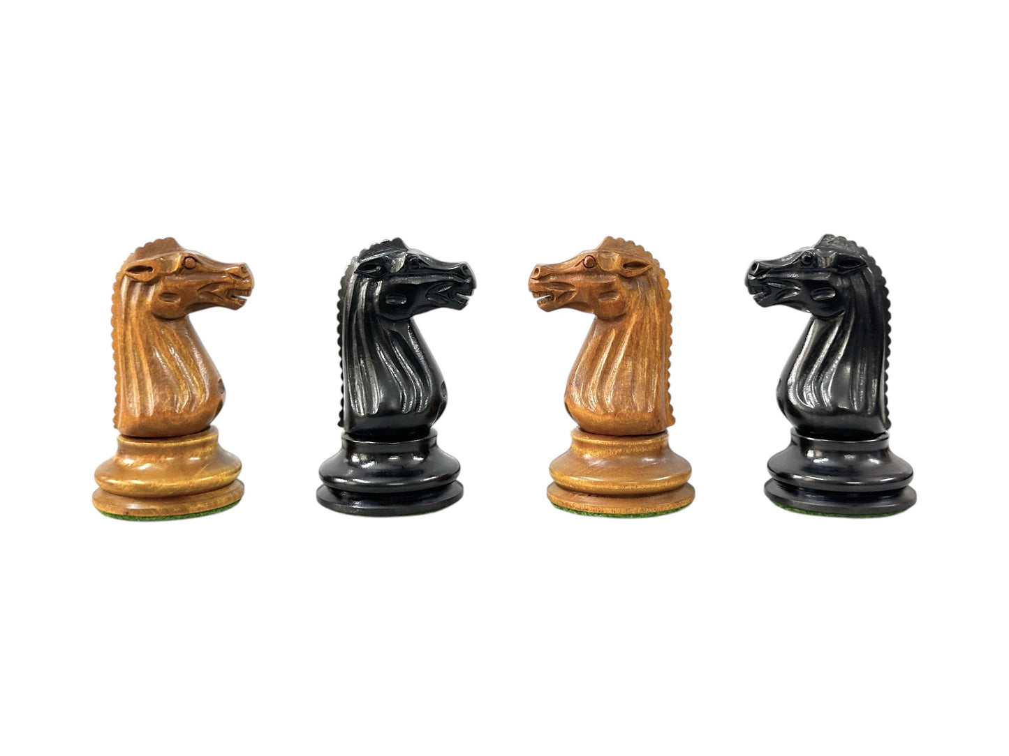 Circa 1887 Turner Teich Soviet-Staunton Style Chess Pieces- Triple Weighted Ebony & Antiqued Boxwood- 4" King