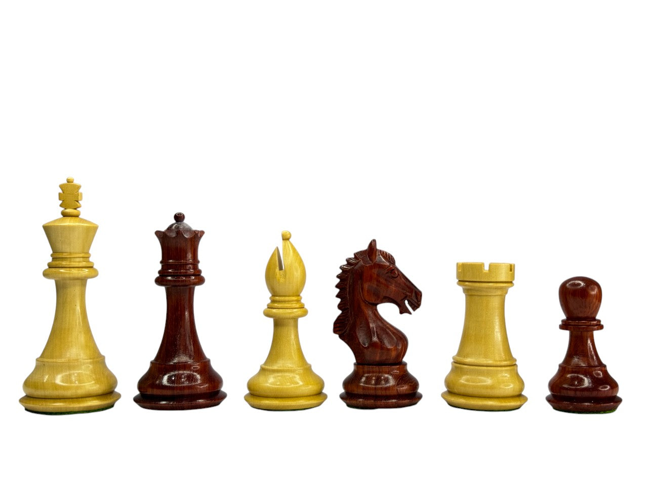 The Derby Knight Staunton Pattern Chess Pieces Only- Double Weighted Budrose Wood - 4.1" King