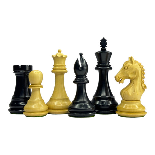 The Derby Knight Staunton Pattern Chess Pieces Only- Double Weighted Ebonized Boxwood - 4.1" King