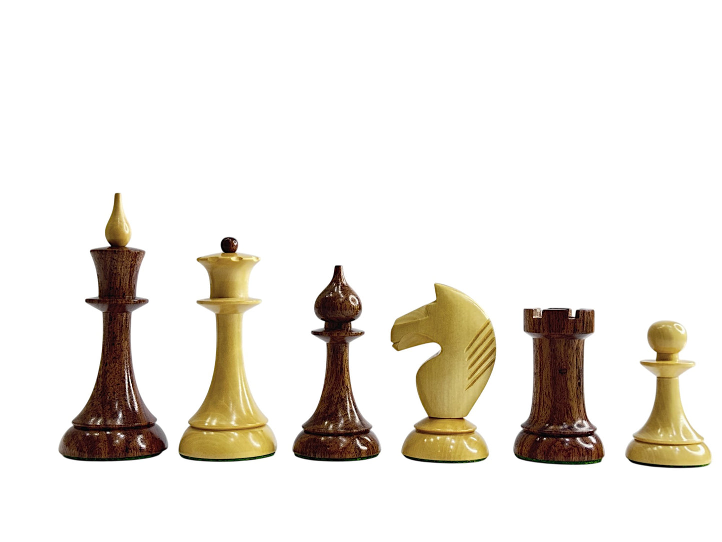 1950s Soviet Latvian Reproduced Chess Pieces Only Set - Weighted Anjan Wood & Boxwood