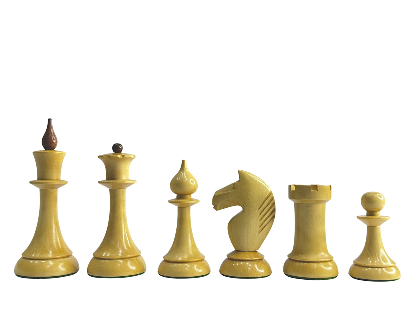 1950s Soviet Latvian Reproduced Chess Pieces Only Set - Weighted Anjan Wood & Boxwood