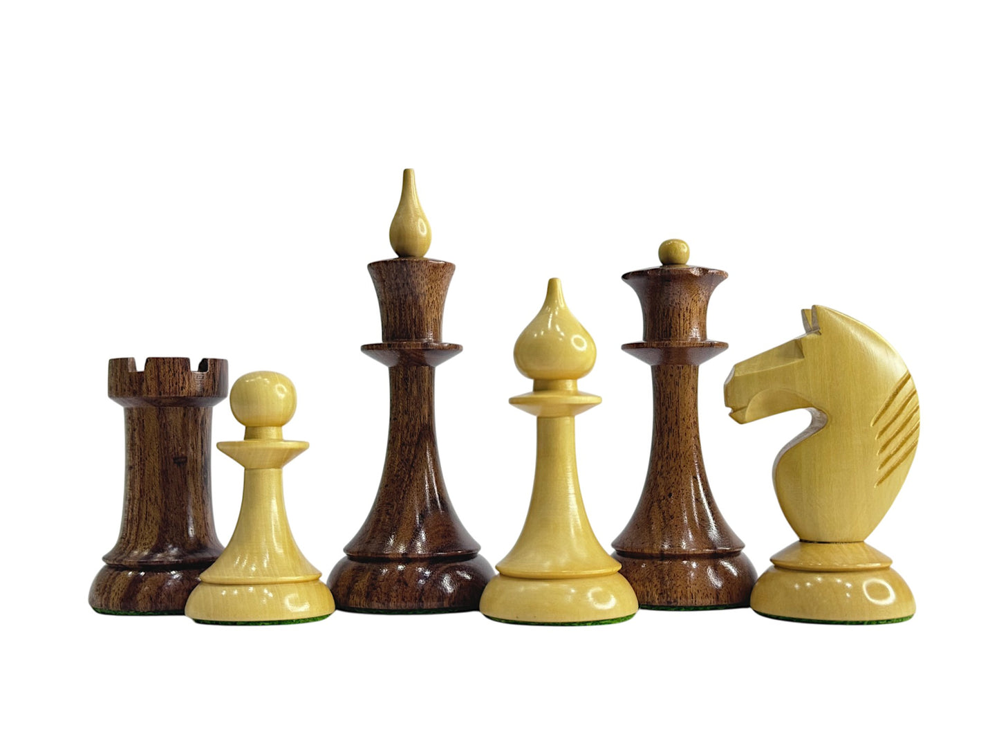 1950s Soviet Latvian Reproduced Chess Pieces Only Set - Weighted Anjan Wood & Boxwood