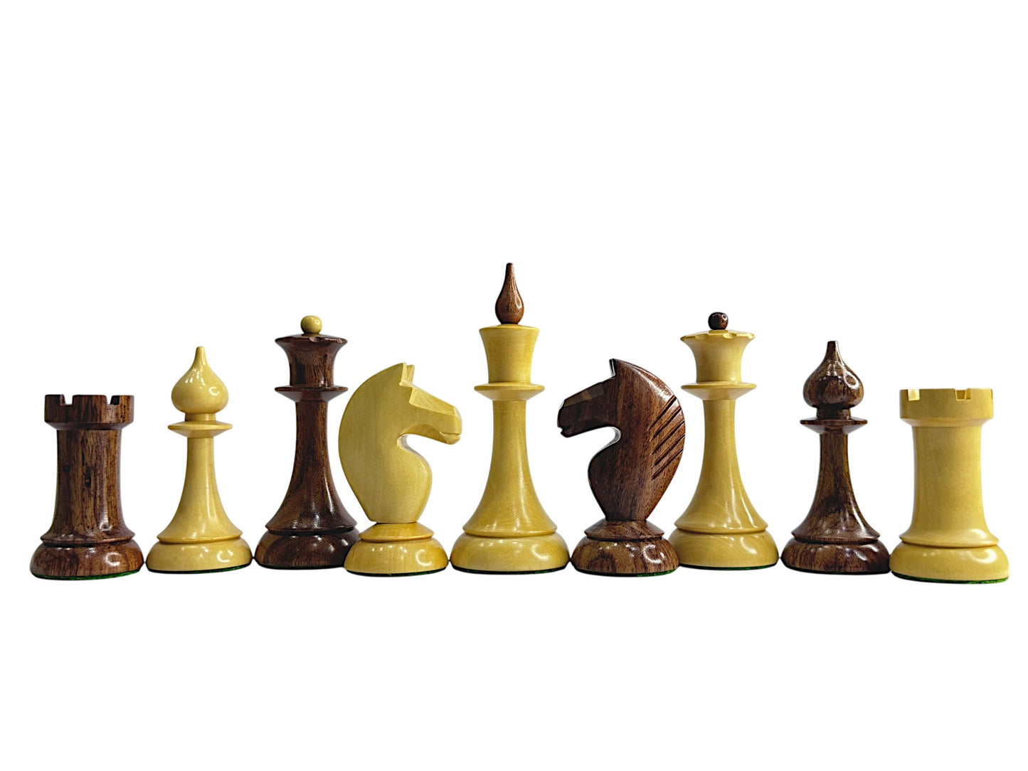 1950s Soviet Latvian Reproduced Chess Pieces Only Set - Weighted Anjan Wood & Boxwood