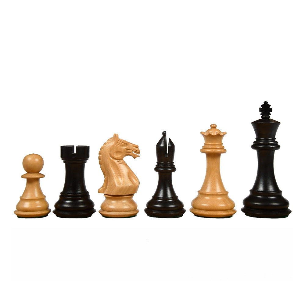 4" Fierce Knight Staunton Chess Pieces Only Set – Ebonised Boxwood & Boxwood