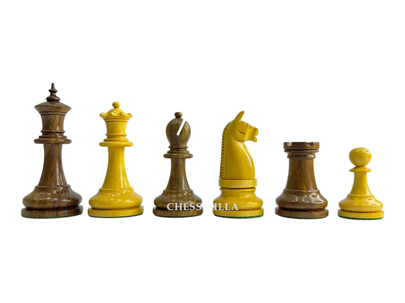 1900s' American Chess Company Reproduction Chess Set - Chess Pieces Only - Weighted Golden Rosewood- 3.8" King