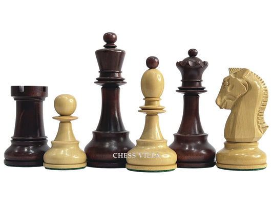 1950s Fischer Dubrovnik Reproduction Chess Pieces Only - Mahogany Stained & Boxwood - 3.75" King