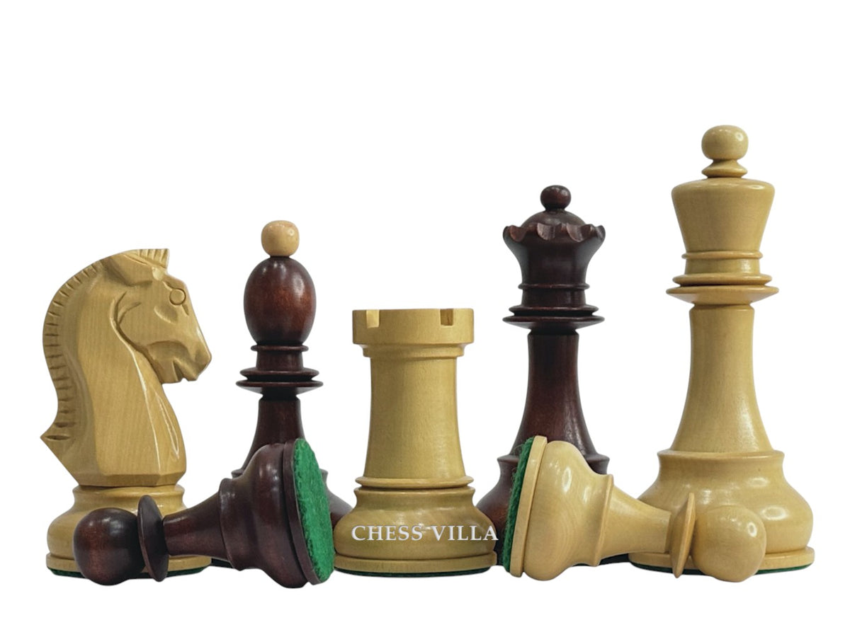 1950s Fischer Dubrovnik Reproduction Chess Pieces Only - Mahogany Stained & Boxwood - 3.75" King