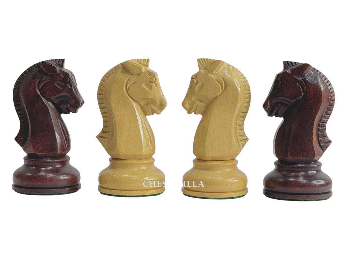 1950s Fischer Dubrovnik Reproduction Chess Pieces Only - Mahogany Stained & Boxwood - 3.75" King