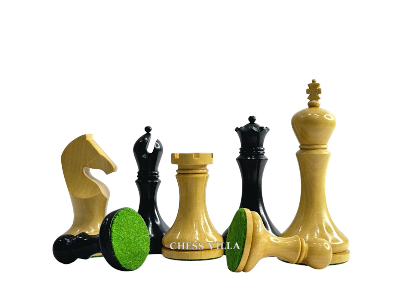 3.9" Zadar Series Modern Minimalist Chess Set - Chess Pieces Only - Weighted Ebonised Boxwood