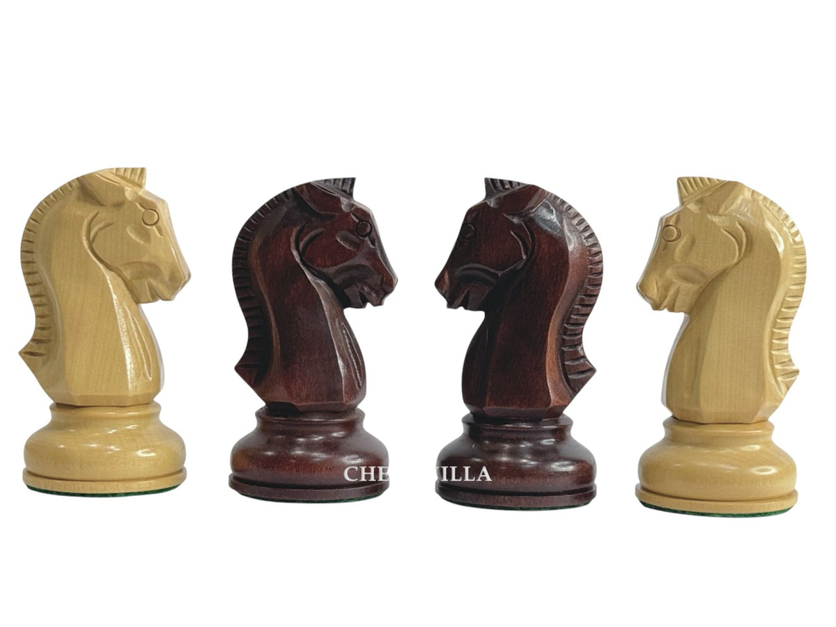 1950s Fischer Dubrovnik Reproduction Chess Pieces Only - Mahogany Stained & Boxwood - 3.75" King