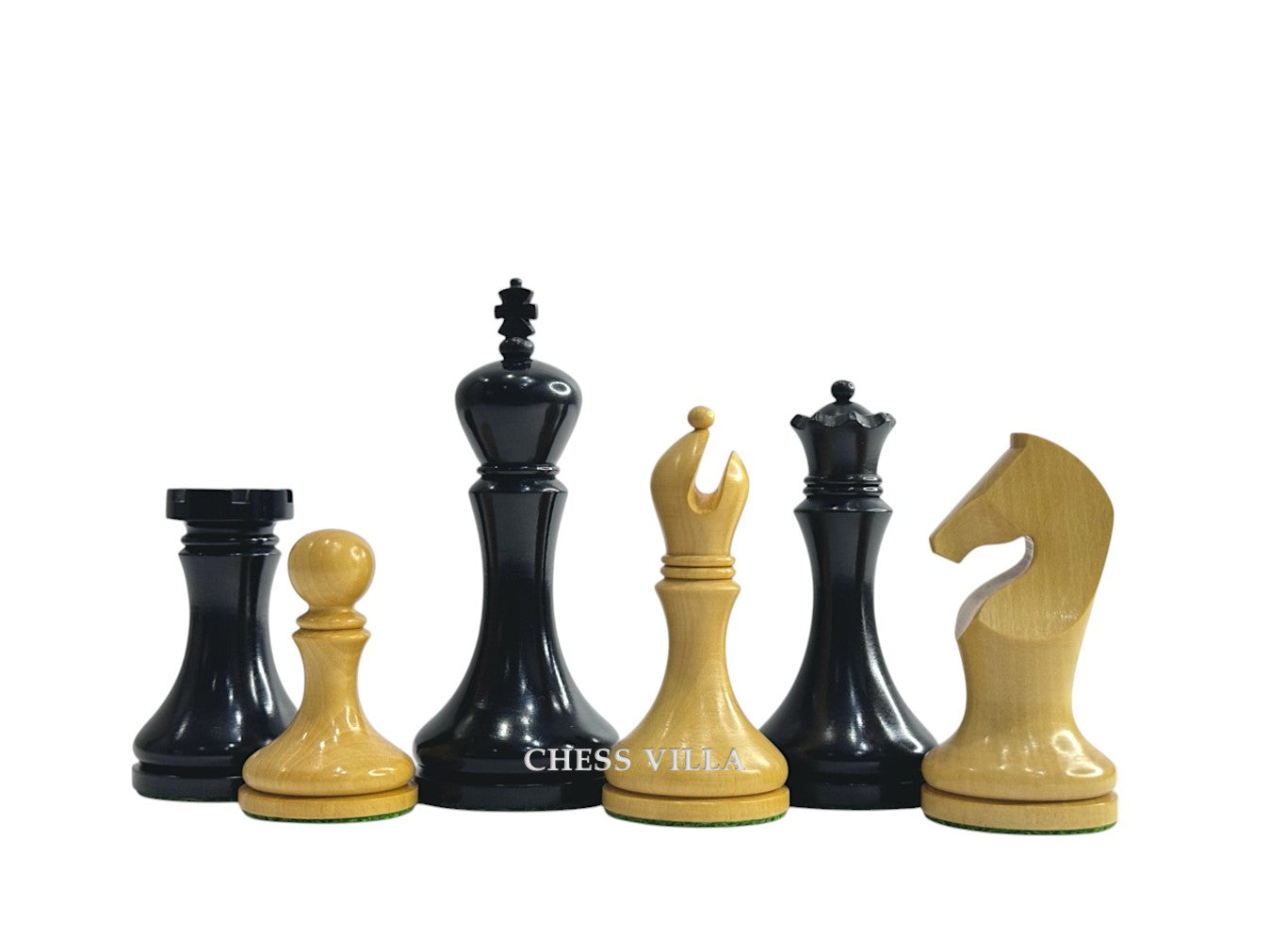 3.9" Zadar Series Modern Minimalist Chess Set - Chess Pieces Only - Weighted Ebonised Boxwood