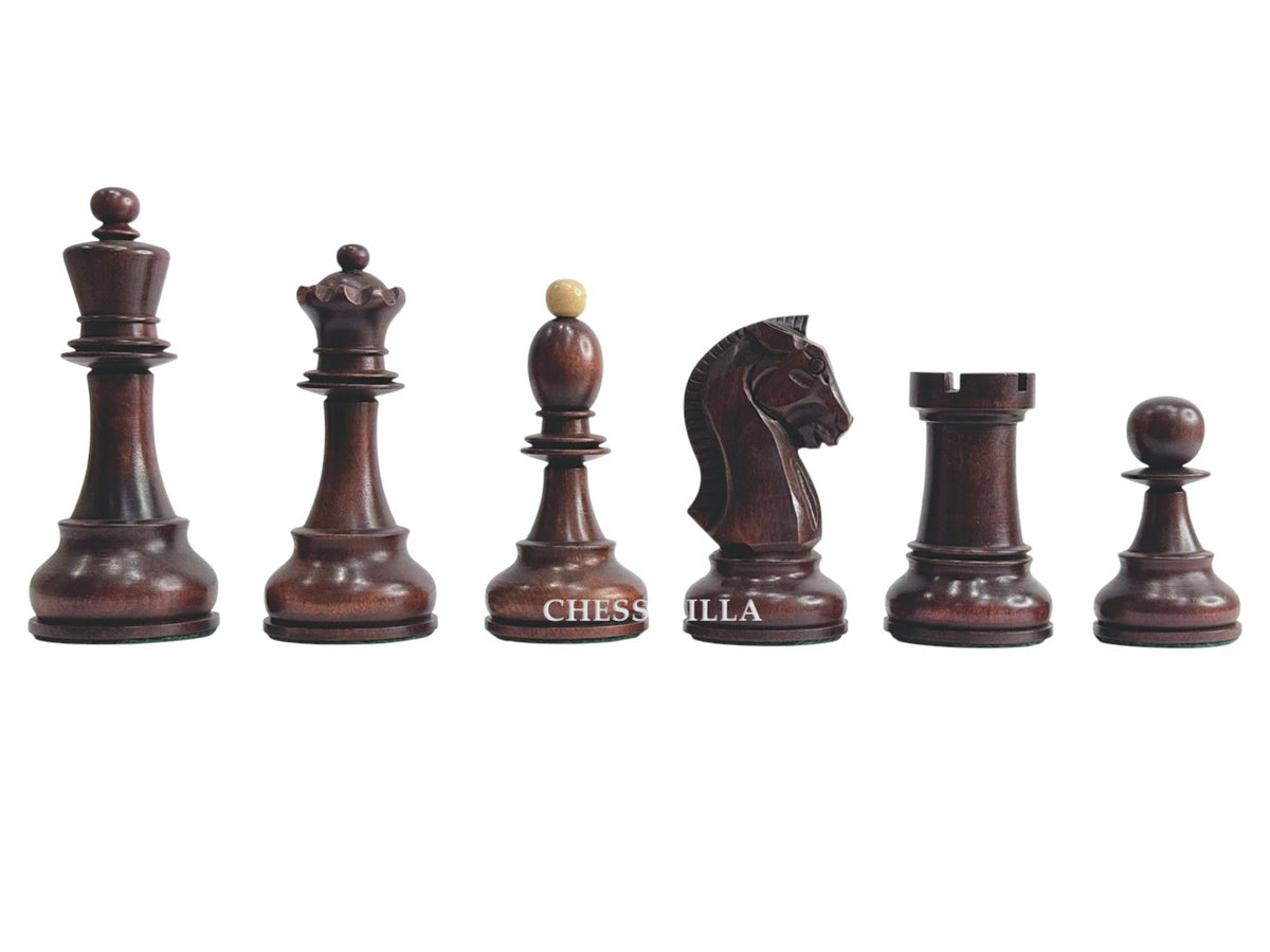1950s Fischer Dubrovnik Reproduction Chess Pieces Only - Mahogany Stained & Boxwood - 3.75" King