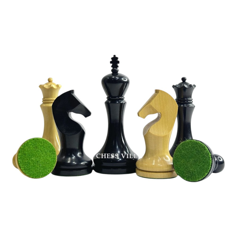 3.9" Zadar Series Modern Minimalist Chess Set - Chess Pieces Only - Weighted Ebonised Boxwood