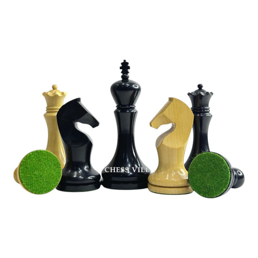 3.9" Zadar Series Modern Minimalist Chess Set - Chess Pieces Only - Weighted Ebonised Boxwood