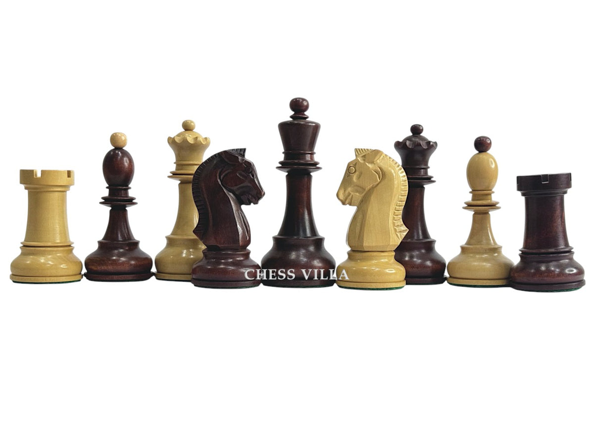 1950s Fischer Dubrovnik Reproduction Chess Pieces Only - Mahogany Stained & Boxwood - 3.75" King